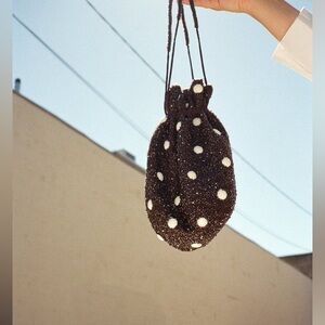 Ganni beaded mini bucket bag